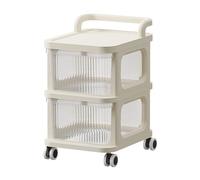 AKLOSIPY Chariot de Stockage de Tiroir Transparent à 3 Couches avec Haut et Rouleau à 4 Roues pour - Beige (Beige 2 Couches)