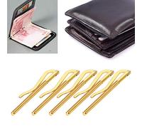 AKLOSIPY Clamp/Holder en Espèces en Acier électrolité de 5 PC avec Un Ressort de dureté Haute pour Le Portefeuille en Cuir, 85 Mm - 4 Options de Couleur (Gold)