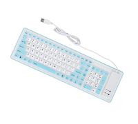 AKLOSIPY Clavier Pliable en Silicone 03 Touches USB Filaire Clavier Silencieux pour PC et Ordinateur Portable, Design Fadel Roll Up, Accessoire Pliable Portable et Peu Encombrant (Blue)