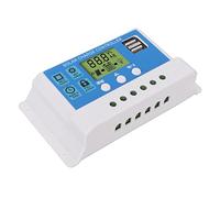 AKLOSIPY Contrôleur Solaire PWM avec écran LCD, 2 Ports USB, Régulateur 10A pour Systèmes 12V 24V - Haute efficacité et Fonctionnalités (30A)