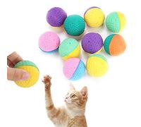 AKLOSIPY Ensemble de 10 Jouets Colorés en Latex pour Chat - Balles de Jeu en Caoutchouc Souple pour Chaton d'intérieur, Jouets d'enrichissement Rebondissants et sans Danger pour Les Animaux de