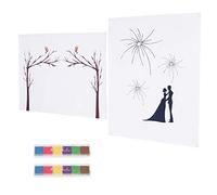 AKLOSIPY Ensemble de 2 Livres d'or à Empreintes Digitales, DIY, pour Mariages, Anniversaires et Fêtes, Toile Unique, Art de Connexion pour des Occasions Mémorables