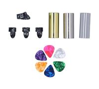 AKLOSIPY Ensemble de Diapositives pour Guitare - Glissières en Acier Inoxydable de qualité Supérieure, Acrylique, Laiton avec Médiators pour Guitare Acoustique et électrique, Boîte Cadeau Portable