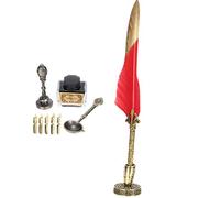 AKLOSIPY Ensemble de Stylos Plume à Tête Dorée, Outil d'écriture Vintage avec Boîte Cadeau, Comprend une Recharge, un Tampon et des Accessoires pour la Calligraphie (rouge)