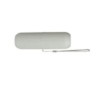 AKLOSIPY Étui de Voyage Portable pour Brosse à Dents avec Gobelet pour Rince-Bouche et Support pour Dentifrice - Solution de Rangement Hygiénique et Anti-poussière au Design Vert rayé (Gray)