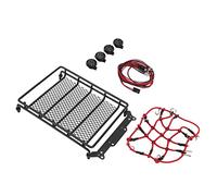 AKLOSIPY Galerie de Toit de Voiture RC avec Lumières LED et Filet à Bagages Pour/10/12/14-Simulation Détaillée et Installation Facile (Lampe Ronde)