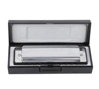 AKLOSIPY Harmonica 10 Trous en clé Sib pour Débutants et Professionnels - Harpe Bleue Transparente avec Base en Laiton et Anches Sensibles (BLACK)