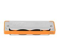 AKLOSIPY Harmonica 10 Trous en clé Sib pour Débutants et Professionnels - Harpe Bleue Transparente avec Base en Laiton et Anches Sensibles (ORANGE)