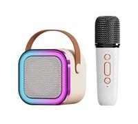 AKLOSIPY Karaoké Portable avec Micro, BT PA et Effets Légers pour la Maison et la Fête (Blanc avec 1 Microphone)