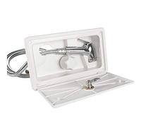 AKLOSIPY Kit de Boîte de Douche Extérieure pour Camping-Car avec Robinet de Douche, Tuyau et Valve - Idéal pour Remorque de Voyage et Camping-Car et Facile à Installer (White)