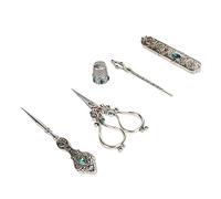 AKLOSIPY Kit de Ciseaux à Broder Argentés 5 Pièces, Ensemble de Couture en Alliage Vintage pour les Projets de Couture, d'artisanat et de Bricolage