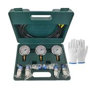 AKLOSIPY Kit de Pression Hydraulique pour Pelle - Comprend des Raccords de Test, 3 Manomètres et des Tuyaux de Test pour Machines de Construction