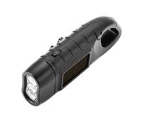 AKLOSIPY Lampe de Poche Portable à LED avec Charge Solaire et Alimentation Manuelle pour les Urgences et le Camping (BLACK)