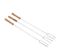AKLOSIPY Lot de 3 Fourchettes à Barbecue Multifonctions avec Manche en Bois de Hêtre - Bâton à Rôtir en Acier Inoxydable pour Barbecue en Plein Air, Camping et Cuisine en Toute sécurité pour Les
