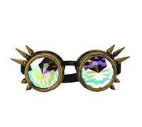 AKLOSIPY Lunettes Kaléidoscope d'Halloween avec Lentilles, Lunettes Steampunk Psychédéliques Trippantes pour Festivals et Fêtes (Bronze)