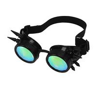 AKLOSIPY Lunettes Steampunk Rétro PC ABS avec Bande élastique, Lunettes Kaléidoscope pour Fête, Argent Brillant (BLACK)