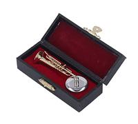 AKLOSIPY Modèle de Trompette Miniature en Laiton avec Support et étui - Design Exquis pour Une Décoration élégante et Les Amateurs de Musique. (2,56 Pouces)