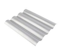 AKLOSIPY Moule à Pain Français épais perforé Multi-Rainures, Antiadhésif, 4 Rainures, Argent pour la Cuisson Domestique et Professionnelle (quatre emplacements)