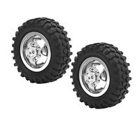 AKLOSIPY Pneu en Caoutchouc de Roue de Camion RC de 55mm, 2 Pièces, avec Cadre en Alliage d'aluminium pour Voiture WPL D12 /10 RC, Mise à Niveau élégante (Argent S)