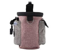 AKLOSIPY Poche d'alimentation Portable en Coton et Lin pour Chien, avec Ceinture et Poches pour Clés et Sacs Poubelles, Plusieurs Couleurs Disponibles (Rose Clair)