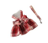 AKLOSIPY Robe Harnais pour Chien élégante avec Motif à Carreaux et Nœud Papillon, Laisse Confortable pour Un Usage Quotidien et Spécial - pour Animaux de Compagnie en été (L)