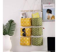 AKLOSIPY Sac de Rangement Suspendu à 3 Poches, Placard Suspendu Au-Dessus de la Porte, Sac de Rangement en Lin et Coton pour Chambre à Coucher, Salle de Bain, Cuisine (Green)