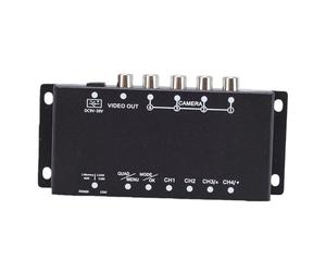 AKLOSIPY Séparateur Vidéo de Caméra de Stationnement de Voiture à 4 Canaux, Mini Multiplexeur Vidéo Couleur pour Caméra de sécurité CCTV, Prise en Charge de l'image Miroir, Téléco