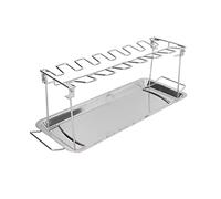 AKLOSIPY Support de Cuisse d'aile de Poulet en Acier Inoxydable pour Barbecue avec Bac d'égouttage - Support de Gril Portable pour Barbecue en Plein Air, Camping, Pique-niques et Hayons - Convient
