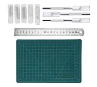 AKLOSIPY Tapis de Découpe Double Face avec Kit d'artisanat, Poignée Antidérapante et Règle en Acier Inoxydable pour Scrapbooking et Projets Artistiques