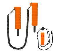 AKLOSIPY Tarière à Glace Rétractable pour Pêche sur Glace, avec Jeu de Sifflets, Corde Extensible Sûre pour Le Patinage sur et la Pêche sur, Jaune (Orange)