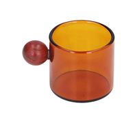 AKLOSIPY Tasse à café en Verre Chauffant Vintage avec Poignée en Bois de Santal, Tasse à thé Polyvalente pour le café, le thé et, Idéale pour la Famille et les Amis (ambre)