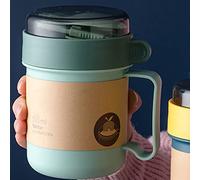 AKLOSIPY Tasse à Soupe Isolée de 500ML avec Couvercle et Cuillère, Récipient Alimentaire Thermique en Plastique Portable pour le Bureau et l'école (301-500ML GREEN)
