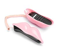AKLOSIPY Téléphone Fixe de Bureau en Forme de Lèvres Européennes, Décoration de Maison et de Bureau (Pink)