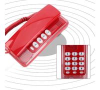 AKLOSIPY Téléphone Fixe Mural avec Appel, Fonction Flash et Dernier Numéro pour Usage Domestique et Hôtelier (Rouge)