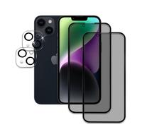 AKLPP 2 Pièces Verre Trempé Anti-Espion pour iPhone 14 avec 2 Pièces Protection d'Objectif de Caméra, 9H Film Protection Écran, Sans Bulles, Film Protecteur Vitre