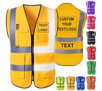 Akmxem Gilets Jaunes Securite Personnalisable avec Logo Gilets Reflechissant Haute Visibilité Personnalisé avec Poche pour Hommes et Femmes de Travail de Sécurité pour la Construction