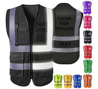 Akmxem Gilets Securite Personnalisable avec Logo Gilets Reflechissant Haute Visibilité Personnalisé avec Poche pour Hommes et Femmes de Travail de Sécurité pour la Construction