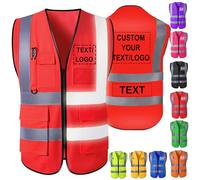 Akmxem Gilets Securite Personnalisable avec Logo Gilets Reflechissant Haute Visibilité Personnalisé avec Poche pour Hommes et Femmes de Travail de Sécurité pour la Construction