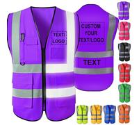 Akmxem Gilets Securite Personnalisable avec Logo Gilets Reflechissant Haute Visibilité Personnalisé avec Poche pour Hommes et Femmes de Travail de Sécurité pour la Construction