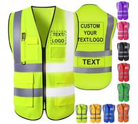 Akmxem Gilets Vert Fluorescent Securite Personnalisable avec Logo Gilets Reflechissant Haute Visibilité Personnalisé avec Poche pour Hommes et Femmes de Travail de Sécurité pour la Construction