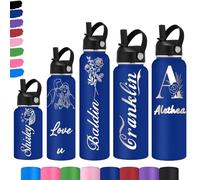 Akmxem Gourde Personnalisable pour Enfant - Gourde PersonnaliséE Bouteille D'Eau Avec Nom - Gourde Isotherme Personnalisable GravéE Avec Paille pour L'éCole Le Sport Le Bureau L'ExtéRieur