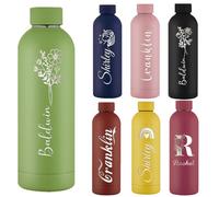Akmxem Gourde Personnalisée de 500 ml Bouteille d'Eau Gravée Avec Nom Logo, Gourde Isotherme Personnalisable Pour l'École Le Bureau Et Le Sport