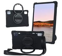 AKNICI 10 Pouces Coque Silicone pour TECLAST M50HD/TECLAST M50/TECLAST M50 Pro/TECLAST M40 Plus/TECLAST P40HD/TECLAST P30S/Blackview Tab 12 Pro/OSCAL Pad 10/Blackview Tab 7 Pro,Bandoulière,Noir