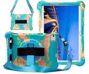 AKNICI Coque Étui pour Blackview Tab8/Tab 8E/Tab9/Tab10,TECLAST P20HD/M40/M40 Pro,YESTEL T5,AOYODKG A39/Tab-A3/A5,Vastking KingPad K10/K10 Pro [Bandoulière/Stylo/Courroie de Maintien 360°] Pink Bleu