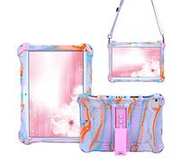 AKNICI Housse Etui Coque en Silicone pour Dragon Touch Notepad 102 Tablette/Pritom Tronpad L10/YESTEL T5 10/TECLAST P20HD M40/Blackview Tab8/WINNOVO P20/IBBWB 10/AOYODKG A39, Bandoulière et Stylet Rose Violet