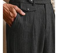 AKNOTIC Pantalon décontracté pour hommes à motif chevrons avec poches obliques, marron rayé, été, vintage, formel, choix pour les trajets professionnels et les vacances, cadeau pour la fête des pères 