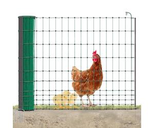 AKO Fencing 292414 Filet à volaille Premium (électrifiable, L x H 25 m x 106 cm, Couleur : Vert, Double Pointe, 9 piquets, Filet pour Animaux)