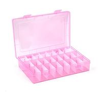 AKOAK 1 boîte de rangement en plastique transparent à 24 compartiments, séparateurs amovibles - 19,1 x 13 x 3,6 cm pour perles, bijoux, boucles d'oreilles, bagues (rose)