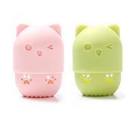 AKOAK - 1 boîte de rangement pour œufs de maquillage, coque de protection portable en silicone, houppette anti-poussière