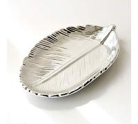 AKOAK 1 plateau de rangement en céramique en forme de feuille argentée pour bijoux/clés/petits objets, bonbons, collation, accessoires photo, décoration d'intérieur (argenté)